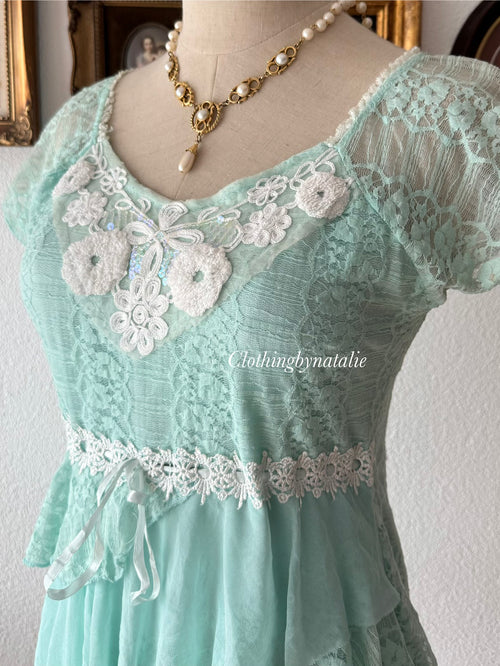 Mermaid Blue Lace Blouse Size S