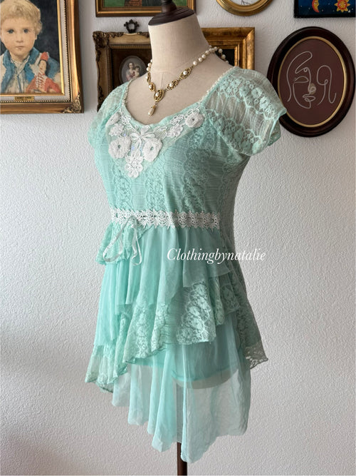 Mermaid Blue Lace Blouse Size S