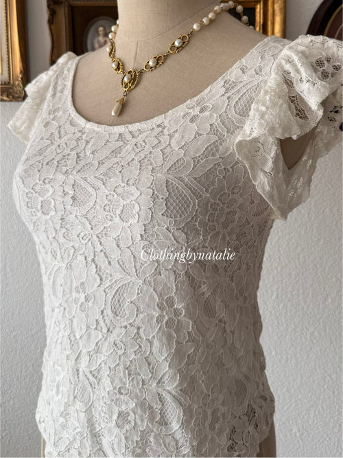 White Lace Blouse size XS