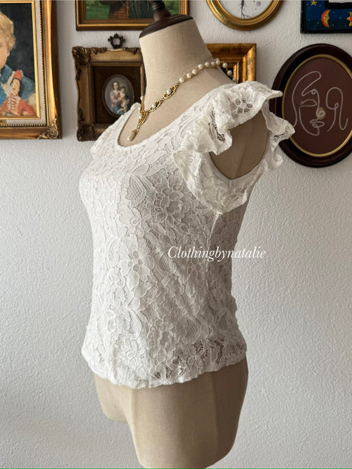 White Lace Blouse size XS