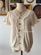 Coquette Cream Jersey Blouse size M