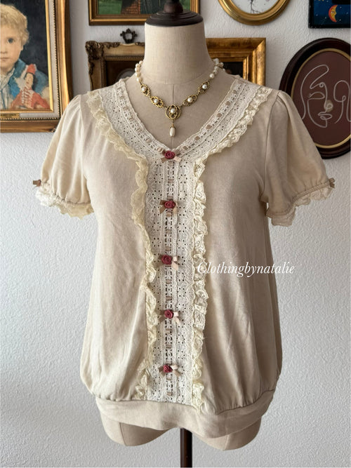 Coquette Cream Jersey Blouse size M