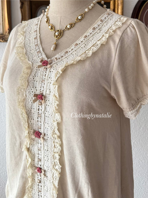 Coquette Cream Jersey Blouse size M