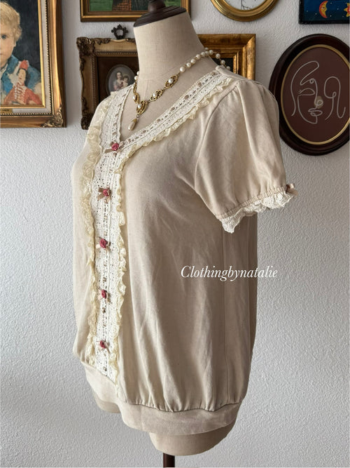 Coquette Cream Jersey Blouse size M