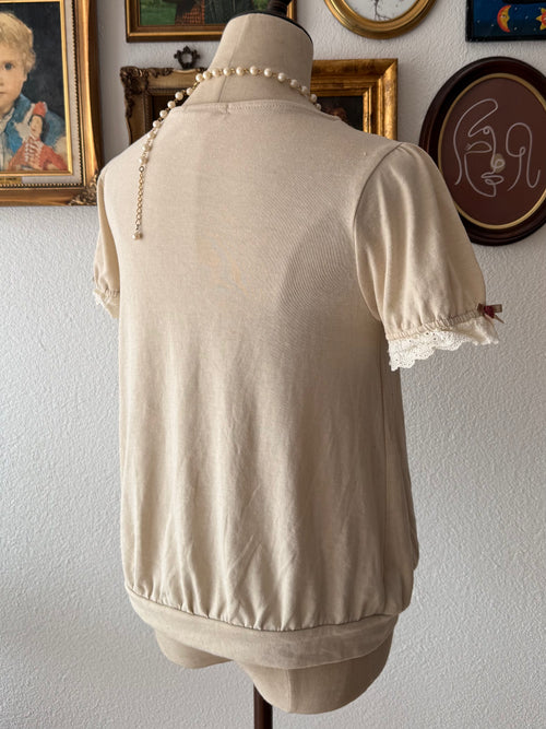 Coquette Cream Jersey Blouse size M