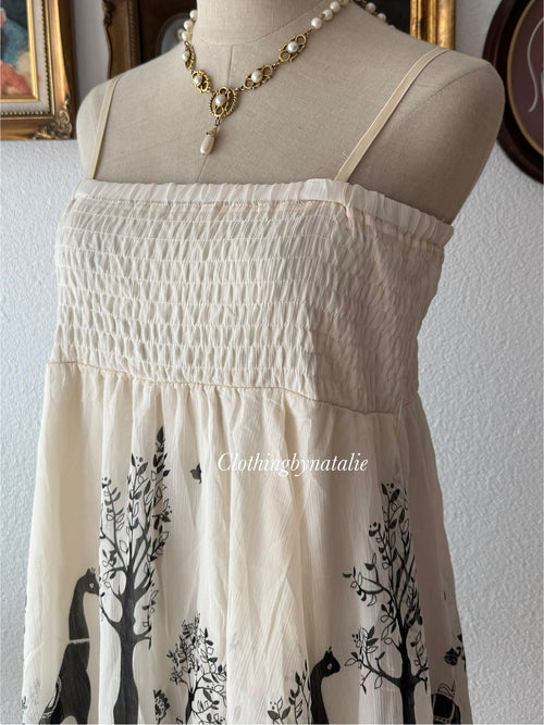 Whimsical Black White Chiffon Dress Size M