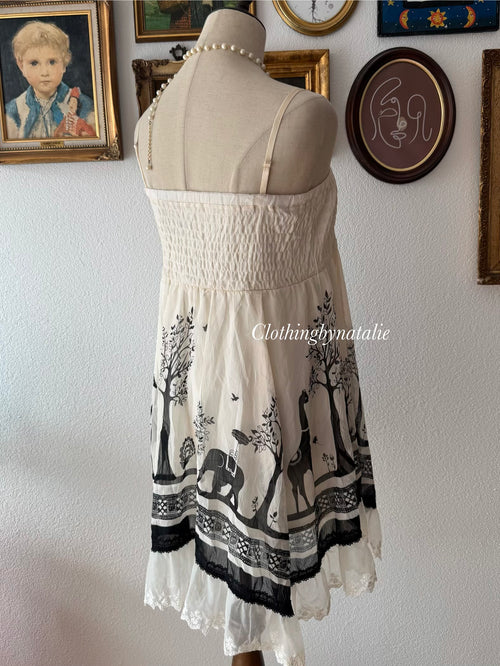 Whimsical Black White Chiffon Dress Size M