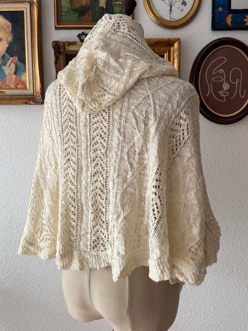 Cream Knit Poncho Size S/M