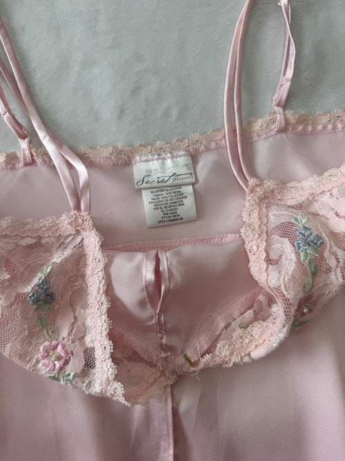 Secret Treasure Pink Satin Babydoll (L)