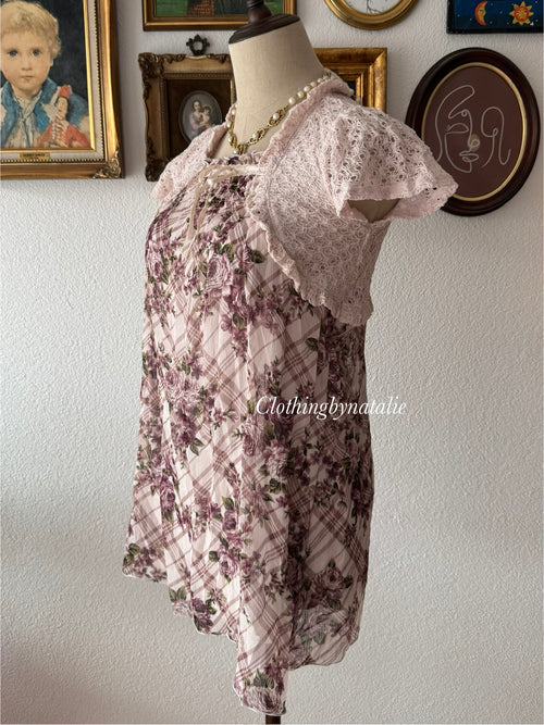 Y2K Purple Chiffon Blouse Size XS