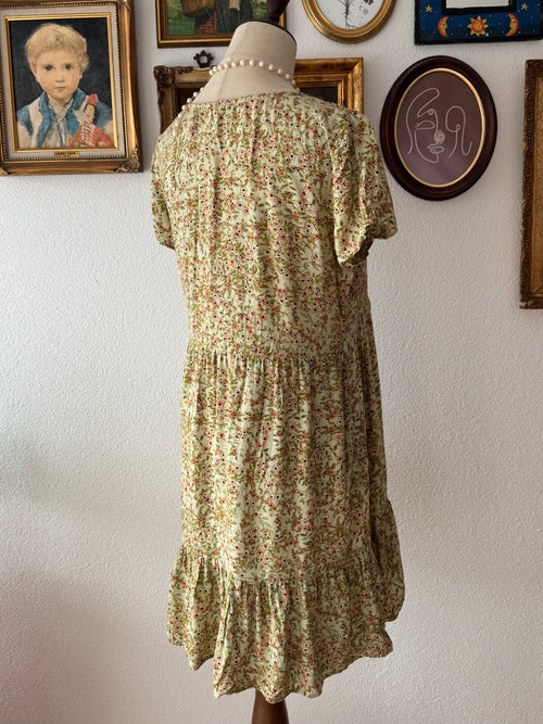 Floral Green Cotton Dress size M