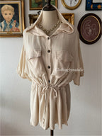 Cream Cotton Poncho Blouse size L