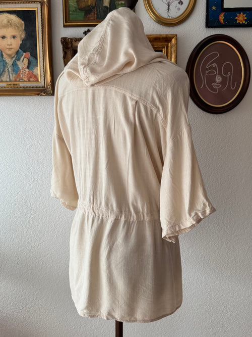 Cream Cotton Poncho Blouse size L