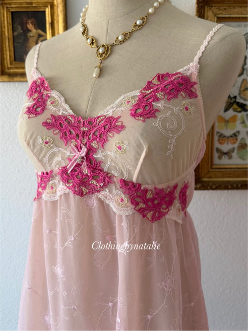 Embroidery Fairy Pink Mesh Babydoll Size S/small M