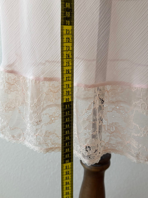 Fairy Pink Sheer Chiffon Lace Slip Size S