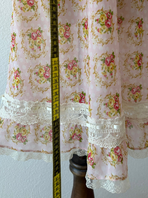 Floral Pink Chiffon Sheer Slip Size S