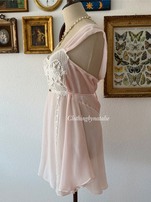Flora Nikrooz Pink Chiffon Babydoll Size M
