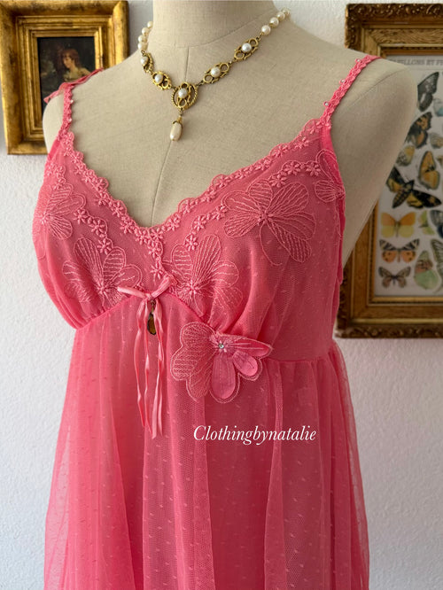Hot Pink Mesh Babydoll Size M