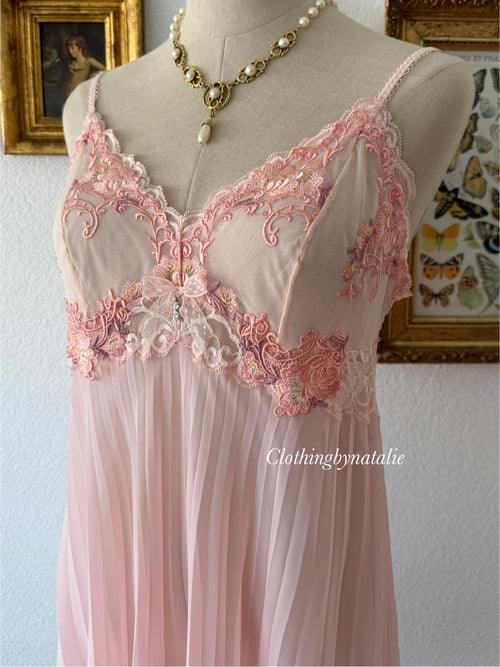Venus Pink Pleated Chiffon Babydoll Size M