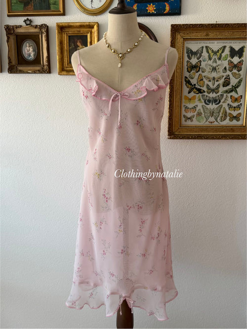 Jones Newyork Pink Floral Chiffon Slip Size M