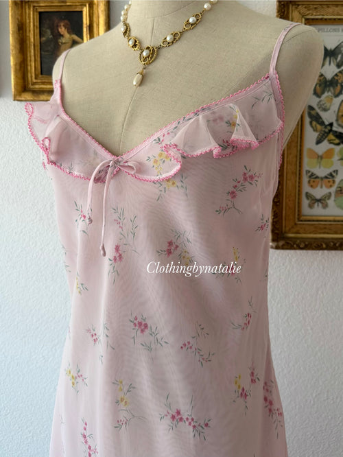 Jones Newyork Pink Floral Chiffon Slip Size M