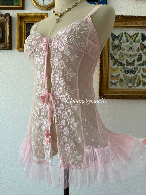 Dana Sheer Pink Mesh Slip Size S