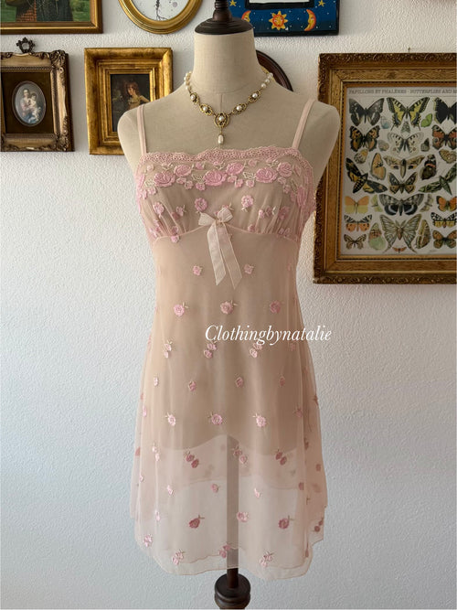 Embroidery Pink Mesh Slip Size S