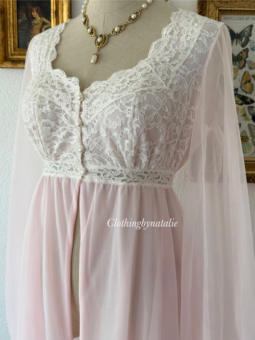 Olga Pink Nylon Robe Size S