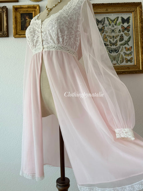 Olga Pink Nylon Robe Size S