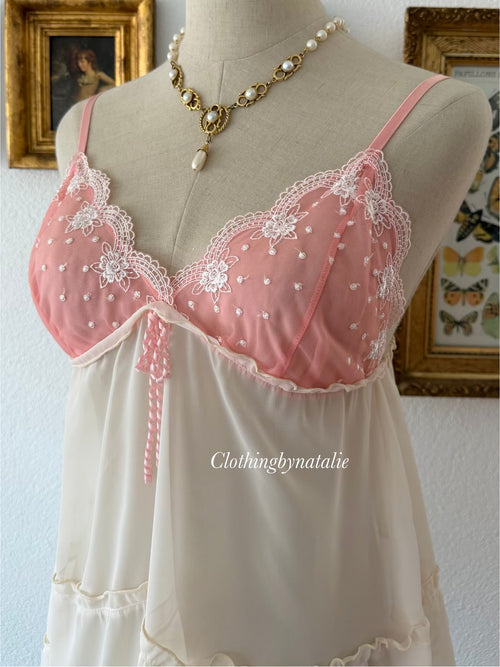 Jessica Black Pink Chiffon Babydoll Size S/M