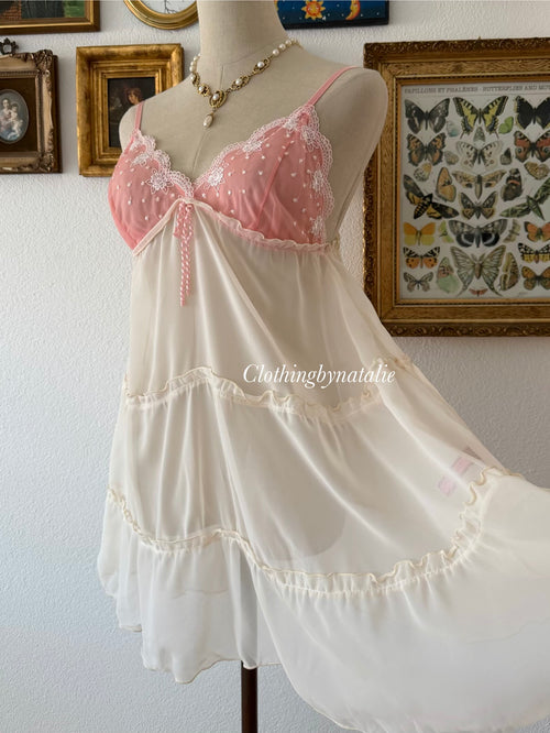 Jessica Black Pink Chiffon Babydoll Size S/M