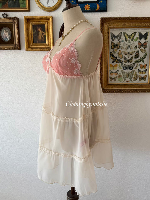 Jessica Black Pink Chiffon Babydoll Size S/M
