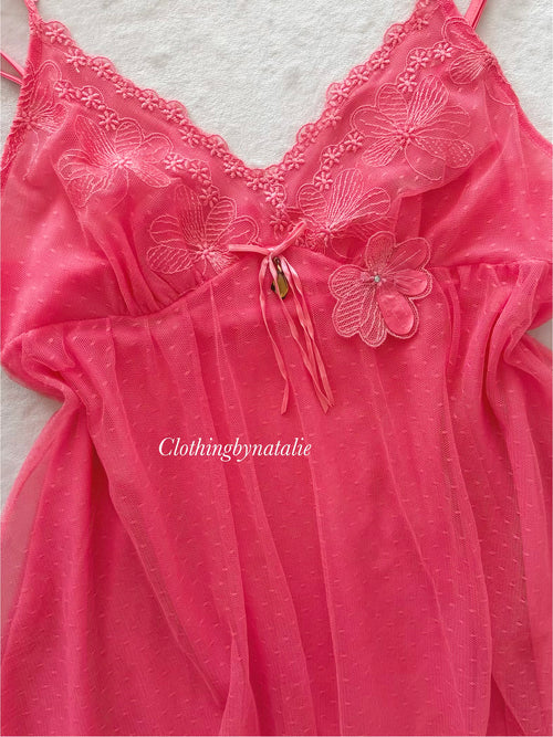 Hot Pink Mesh Babydoll Size M
