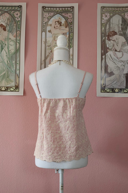 Elena Top Pink Gingham (Handmade - One size S/M)