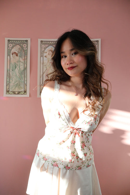 Sophia Top White Floral (Custom Made)