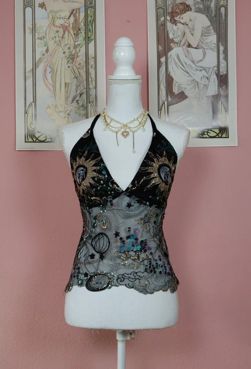 Celestial Tie Top (Black - Custom)