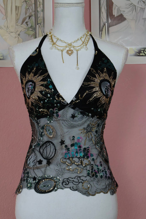 Celestial Tie Top (Black - Custom)