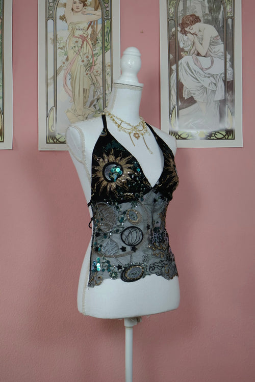 Celestial Tie Top (Black - Custom)