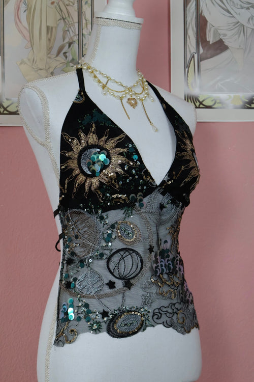 Celestial Tie Top (Black - Custom)