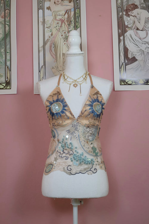 Celestial Tie Top (Beige - Custom)