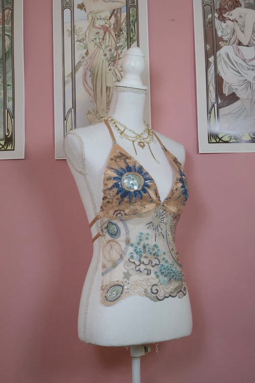 Celestial Tie Top (Beige - Custom)