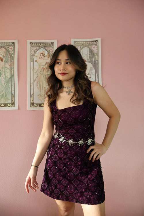 Whimsical Purple Velvet Dress (Made to order)