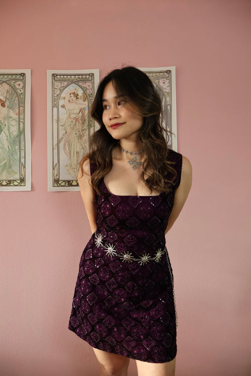 Whimsical Purple Velvet Dress (Made to order)