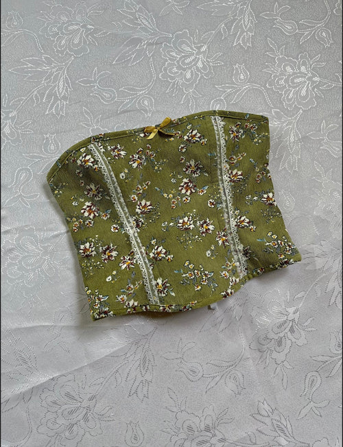 Green Floral Dress Set (Custom - XS/S/M)