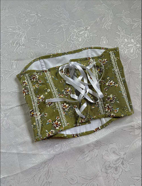 Green Floral Dress Set (Custom - XS/S/M)
