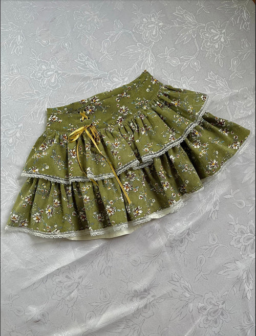 Green Floral Dress Set (Custom - XS/S/M)
