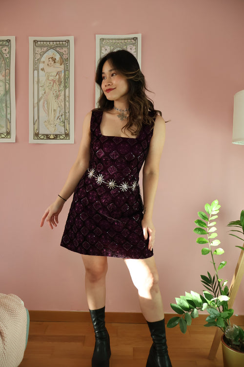 Whimsical Purple Velvet Dress (Made to order)