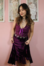 Violet Velvet Midi Ruffle Skirt (Custom Made)