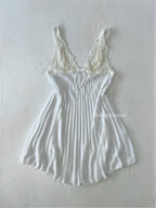 Pleated White Chiffon Slip (S/M)