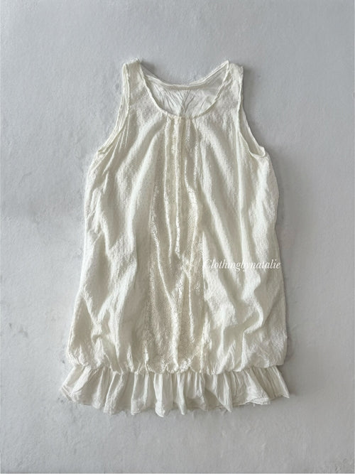 Y2K White Cotton Dress (S/M)